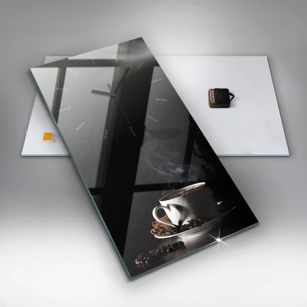 Modern vertical wall clock A cup of coffee