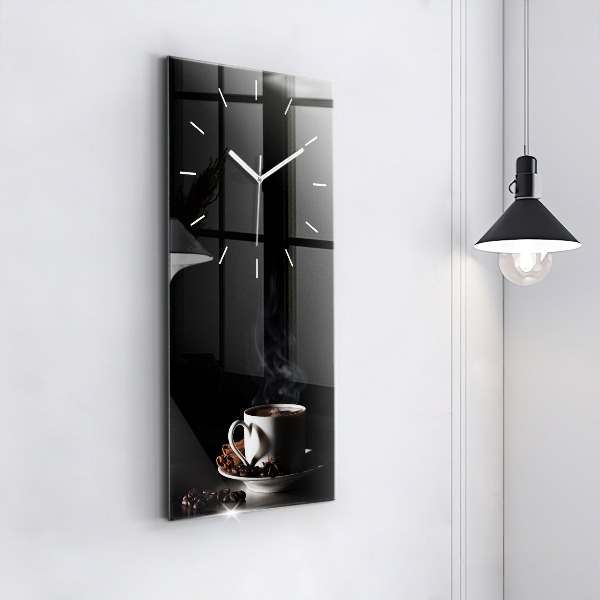 Modern vertical wall clock A cup of coffee