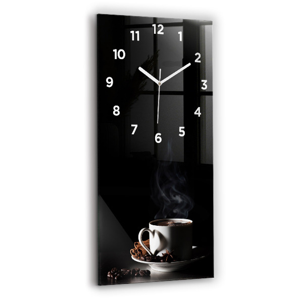 Modern vertical wall clock A cup of coffee