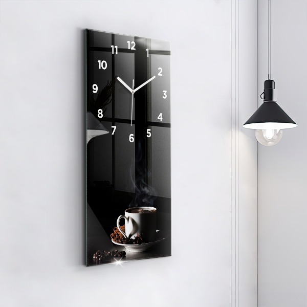 Modern vertical wall clock A cup of coffee