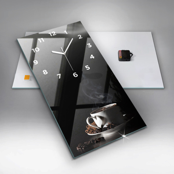 Modern vertical wall clock A cup of coffee