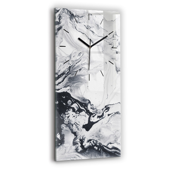 Modern vertical wall clock Abstract Ink Marble