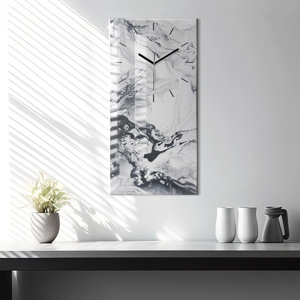 Modern vertical wall clock Abstract Ink Marble