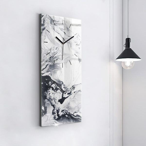 Modern vertical wall clock Abstract Ink Marble