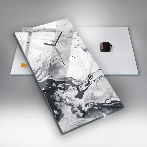 Modern vertical wall clock Abstract Ink Marble