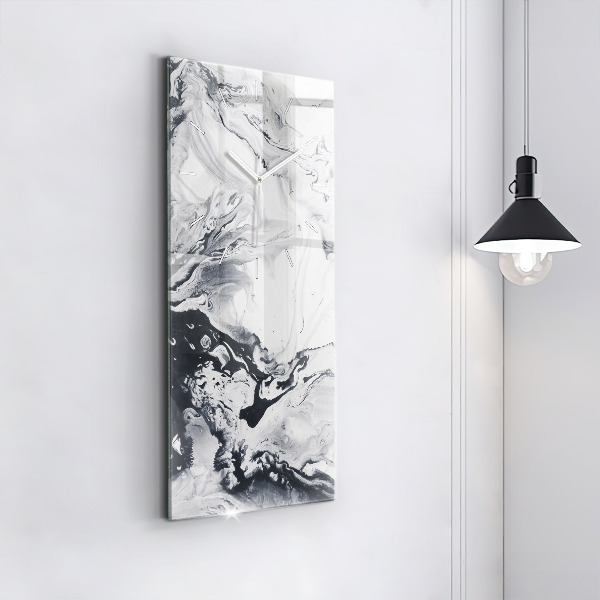 Modern vertical wall clock Abstract Ink Marble