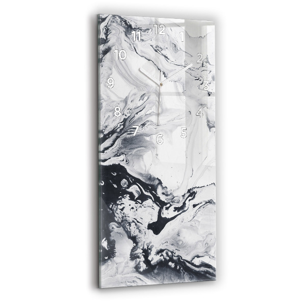 Modern vertical wall clock Abstract Ink Marble