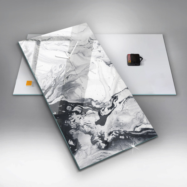 Modern vertical wall clock Abstract Ink Marble