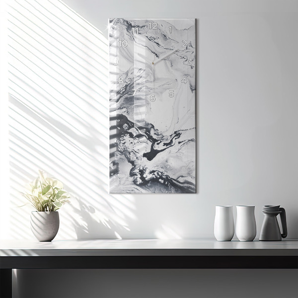 Modern vertical wall clock Abstract Ink Marble