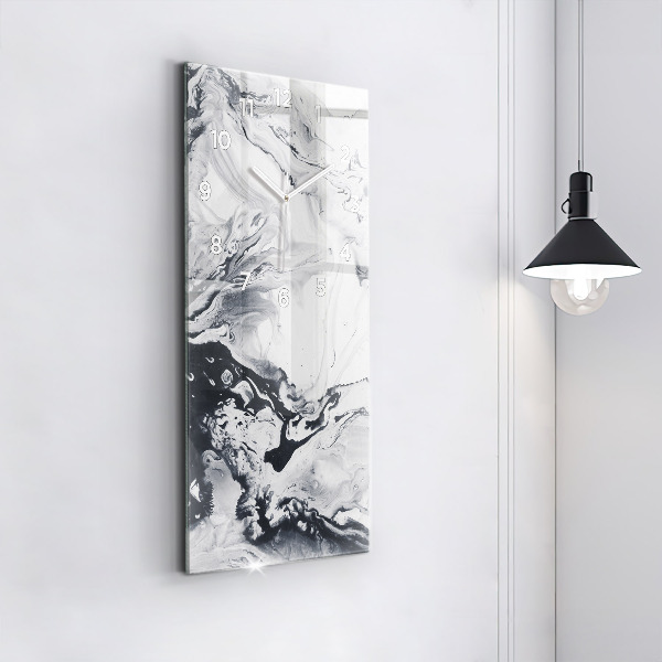 Modern vertical wall clock Abstract Ink Marble