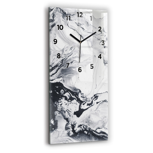 Modern vertical wall clock Abstract Ink Marble