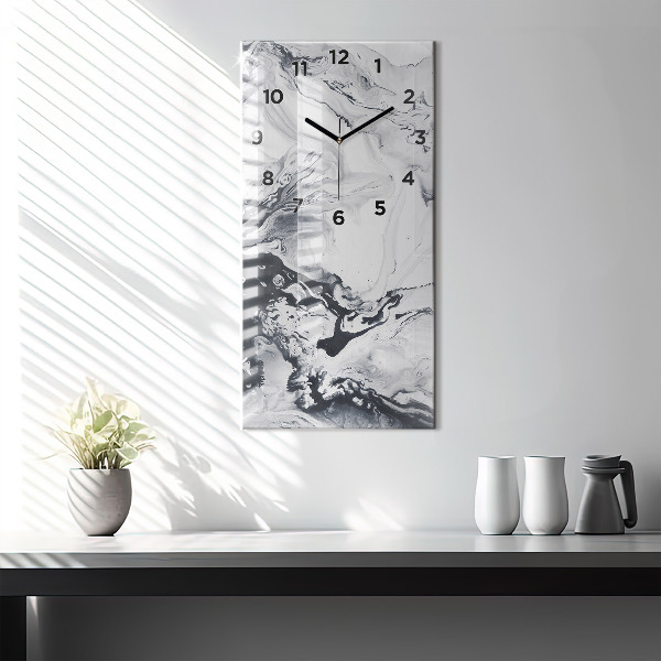 Modern vertical wall clock Abstract Ink Marble