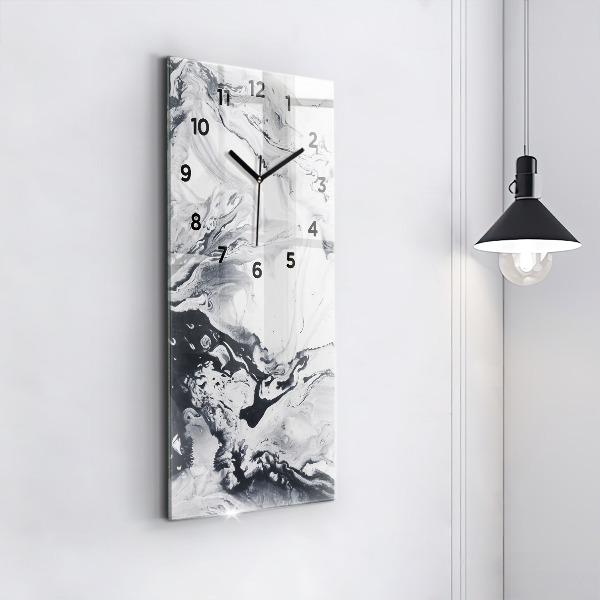 Modern vertical wall clock Abstract Ink Marble