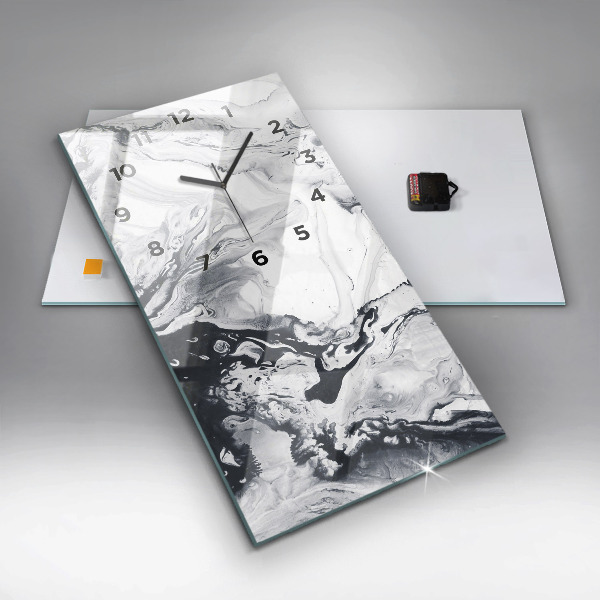 Modern vertical wall clock Abstract Ink Marble