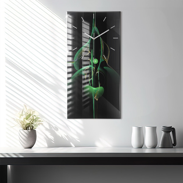 Modern vertical wall clock Green abstraction
