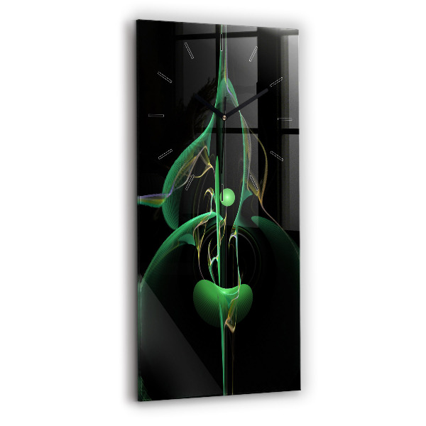 Modern vertical wall clock Green abstraction