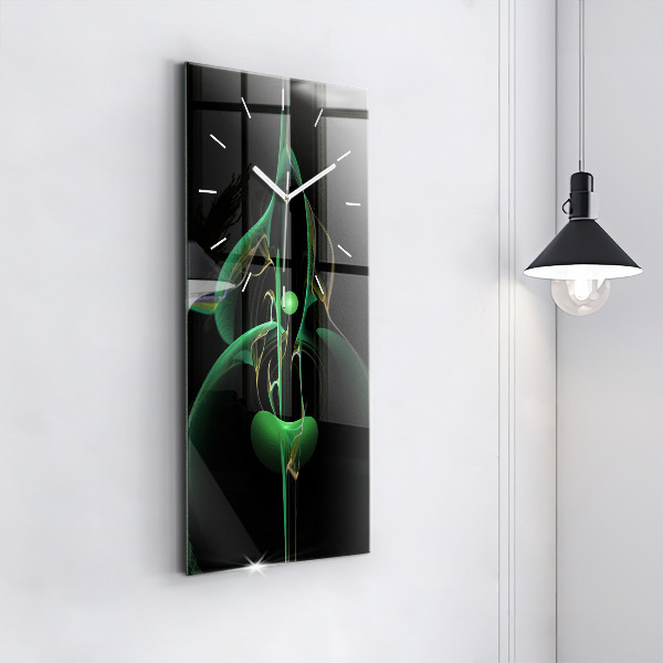 Modern vertical wall clock Green abstraction