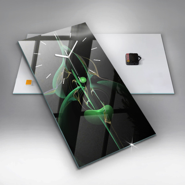 Modern vertical wall clock Green abstraction