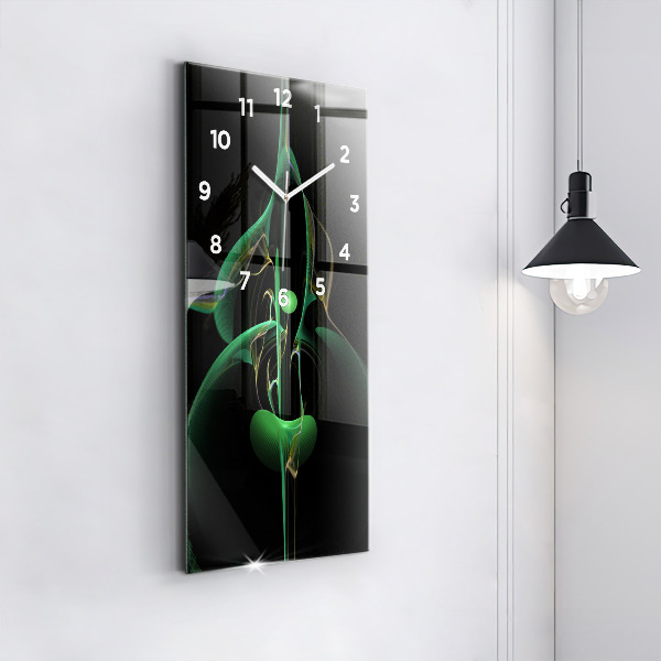 Modern vertical wall clock Green abstraction