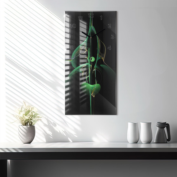 Modern vertical wall clock Green abstraction