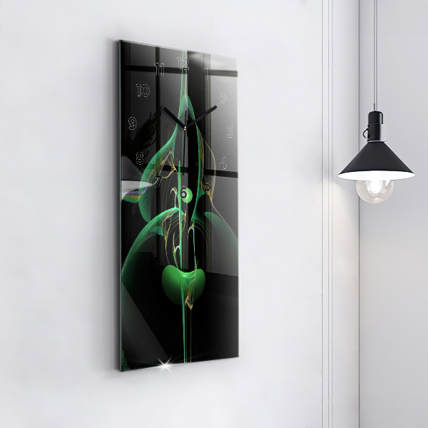 Modern vertical wall clock Green abstraction