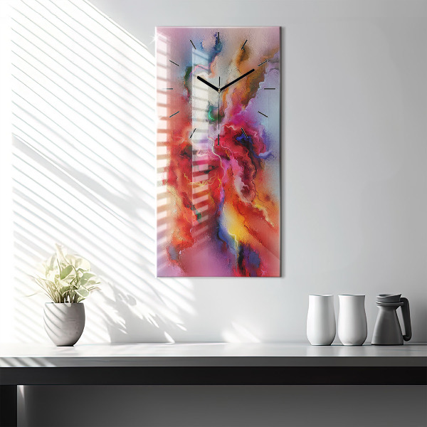 Modern vertical wall clock Spilled paint