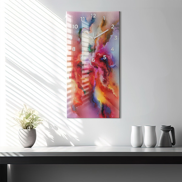 Modern vertical wall clock Spilled paint