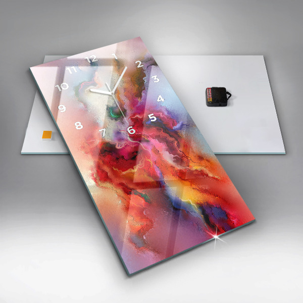 Modern vertical wall clock Spilled paint