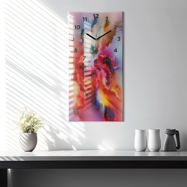 Modern vertical wall clock Spilled paint