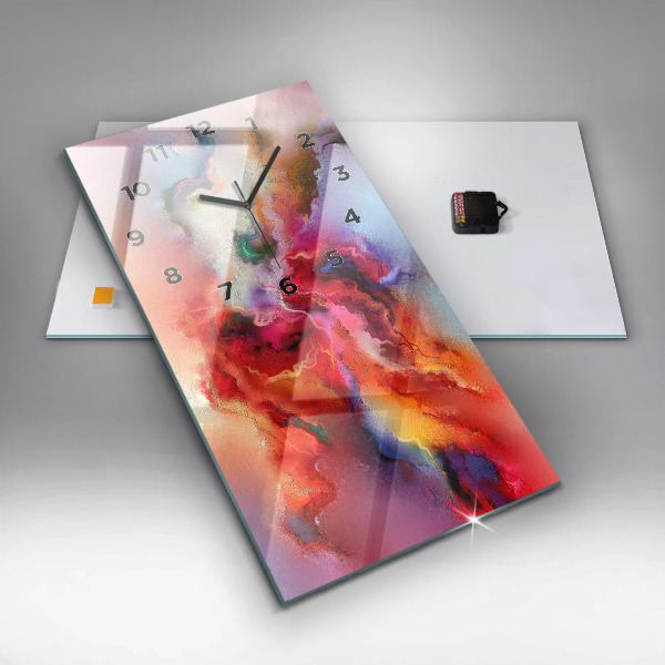 Modern vertical wall clock Spilled paint