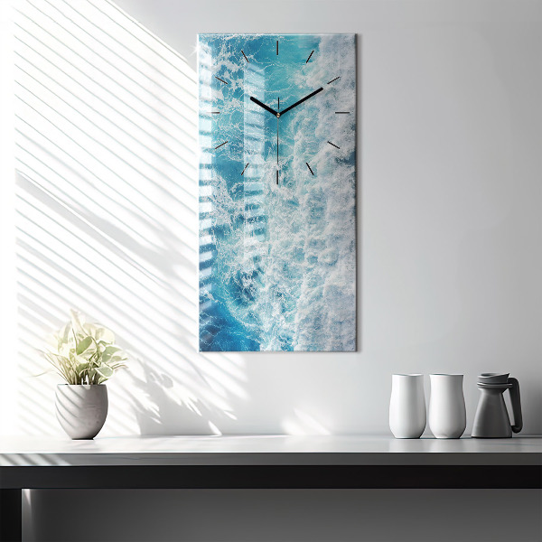 Modern vertical wall clock Ocean waves