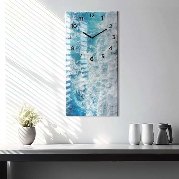 Modern vertical wall clock Ocean waves
