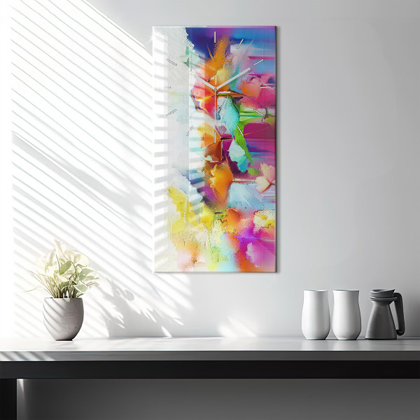 Modern vertical wall clock Abstract flowers