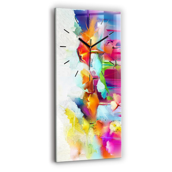 Modern vertical wall clock Abstract flowers