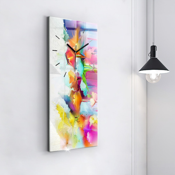 Modern vertical wall clock Abstract flowers