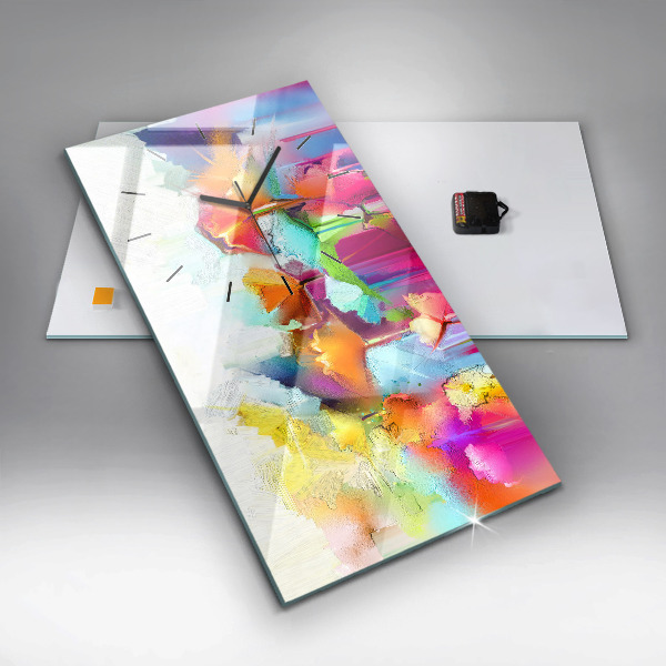 Modern vertical wall clock Abstract flowers