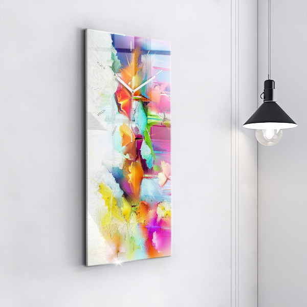 Modern vertical wall clock Abstract flowers