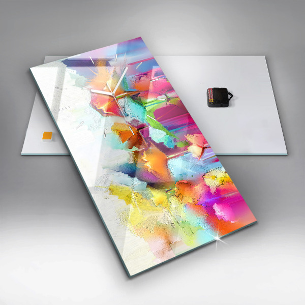 Modern vertical wall clock Abstract flowers