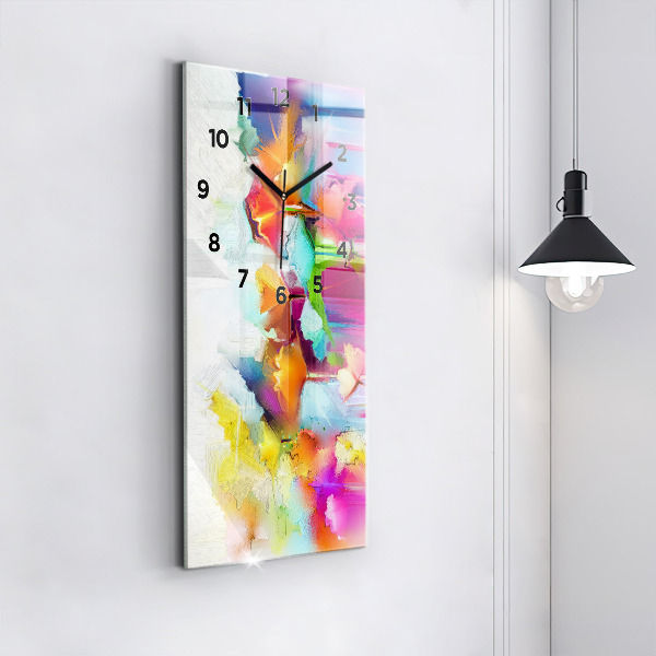 Modern vertical wall clock Abstract flowers