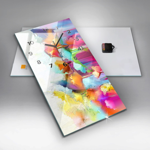 Modern vertical wall clock Abstract flowers