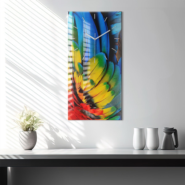 Modern vertical wall clock Colorful bird wings