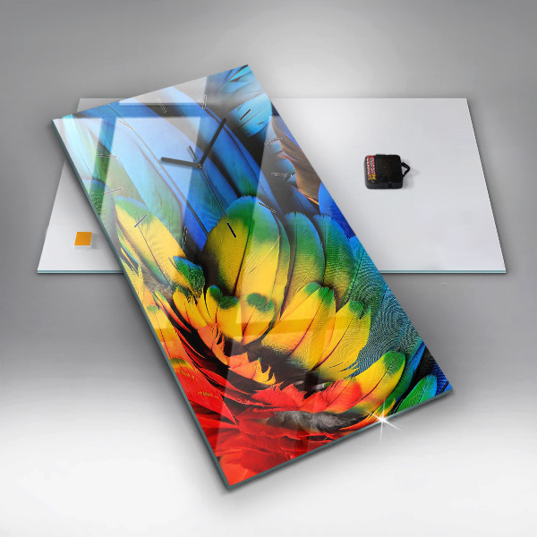 Modern vertical wall clock Colorful bird wings