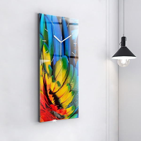 Modern vertical wall clock Colorful bird wings