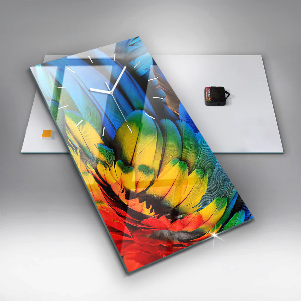 Modern vertical wall clock Colorful bird wings