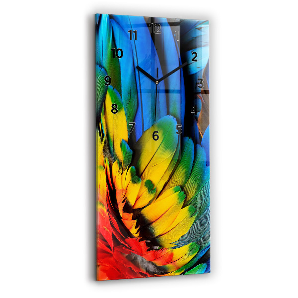 Modern vertical wall clock Colorful bird wings
