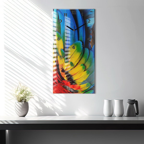 Modern vertical wall clock Colorful bird wings