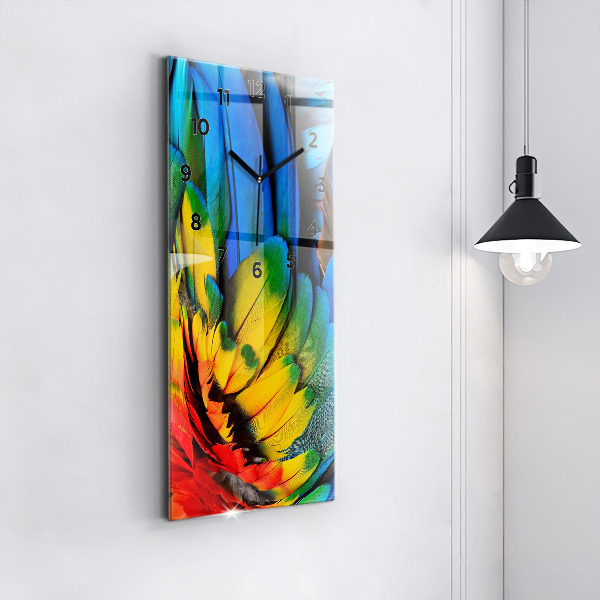 Modern vertical wall clock Colorful bird wings