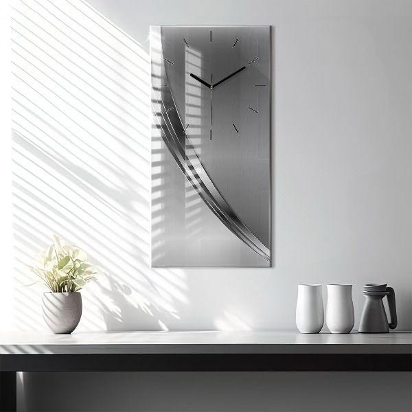 Modern vertical wall clock Silver lines