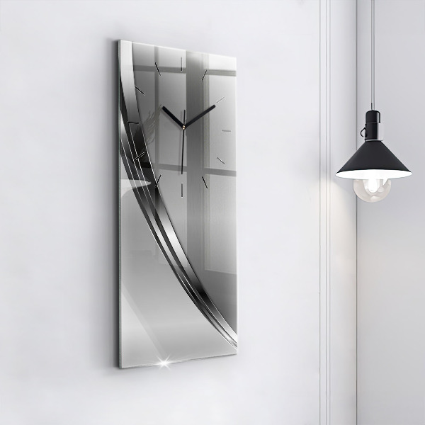 Modern vertical wall clock Silver lines
