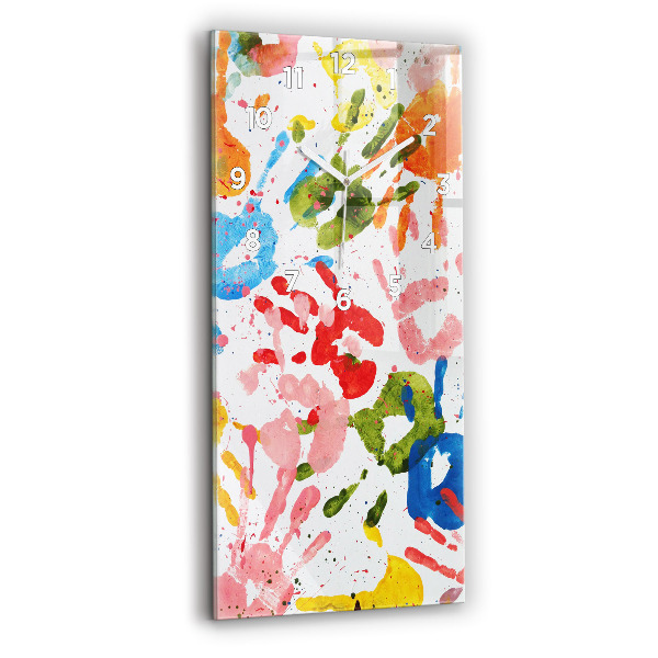 Modern vertical wall clock Children's handprints